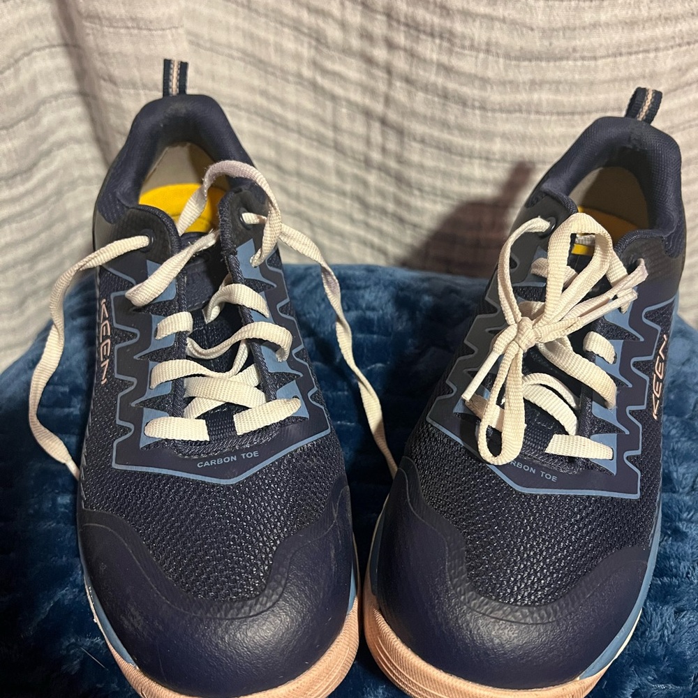 Keen Dark Blue Utility Sneakers with Cream Laces